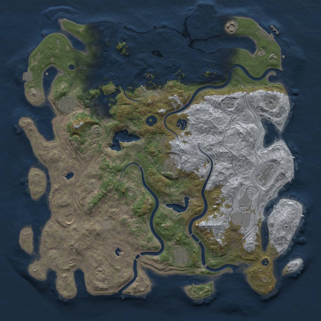 Rust Map: Procedural Map, Size: 4500, Seed: 368210913, 17 Monuments