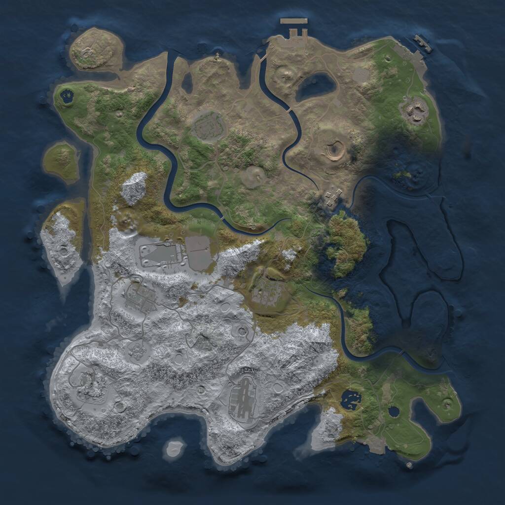 Rust Map: Procedural Map, Size: 3750, Seed: 90573841, 16 Monuments