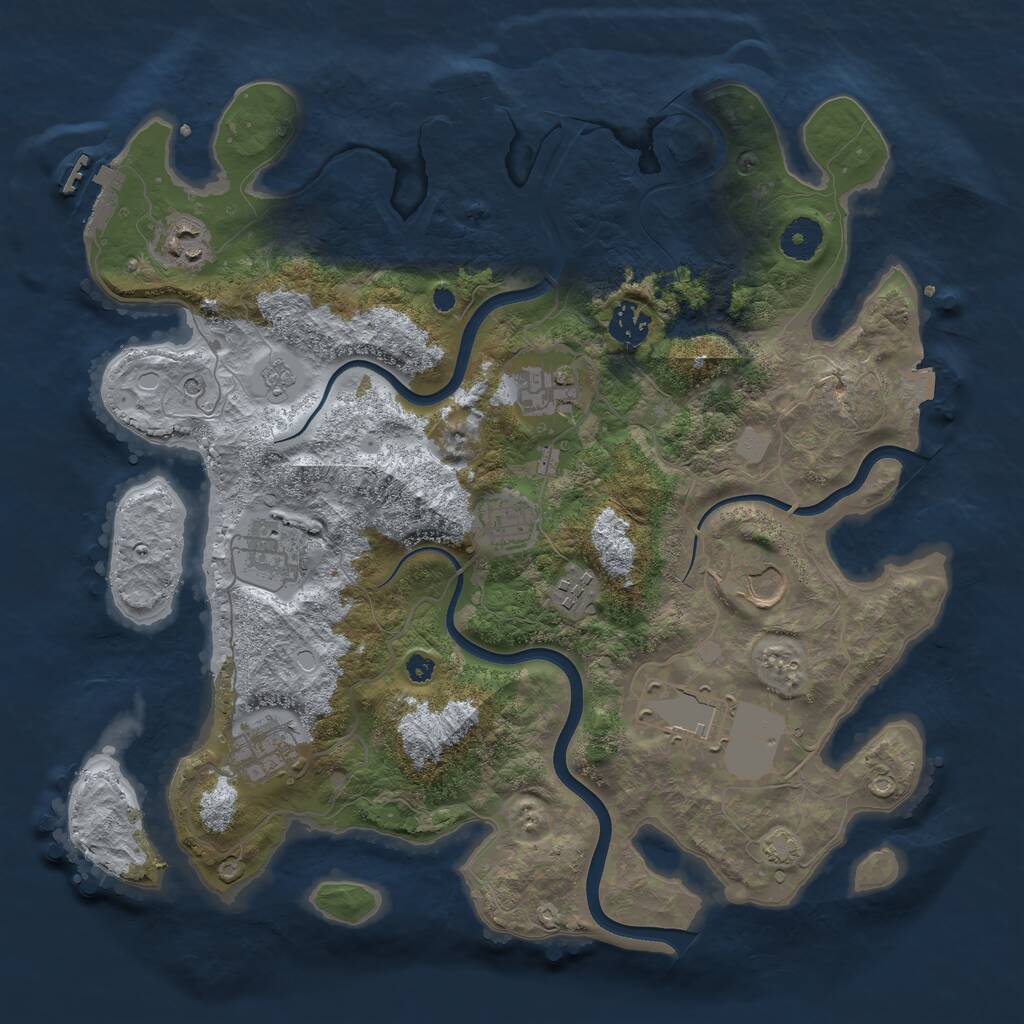 Rust Map: Procedural Map, Size: 3700, Seed: 1121961101, 15 Monuments