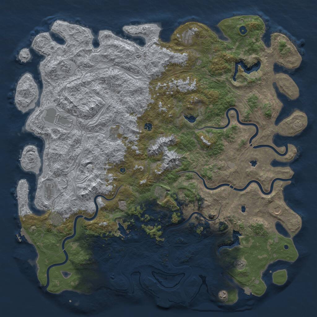 Rust Map: Procedural Map, Size: 6000, Seed: 63348566, 17 Monuments