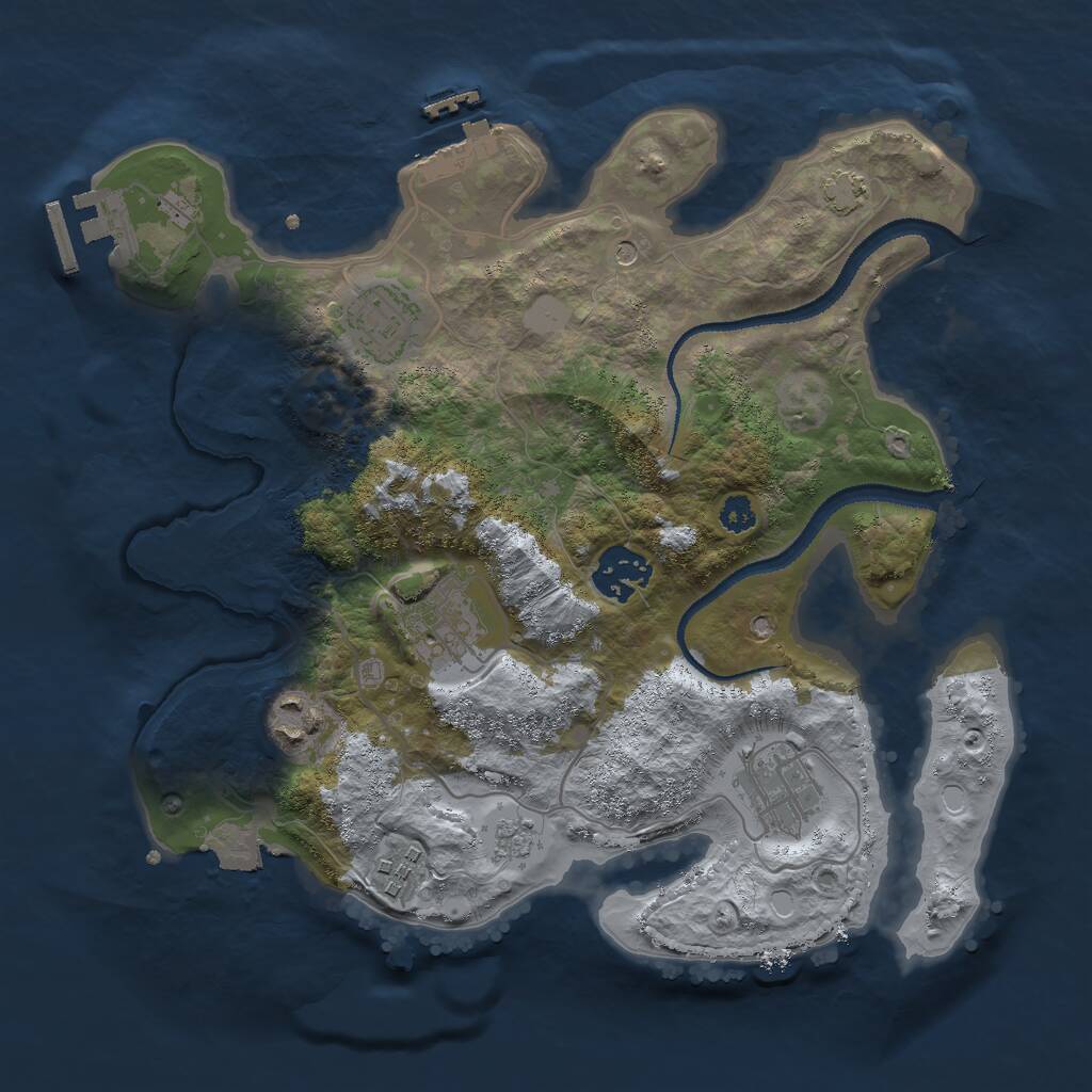 Rust Map: Procedural Map, Size: 3000, Seed: 1803377931, 12 Monuments