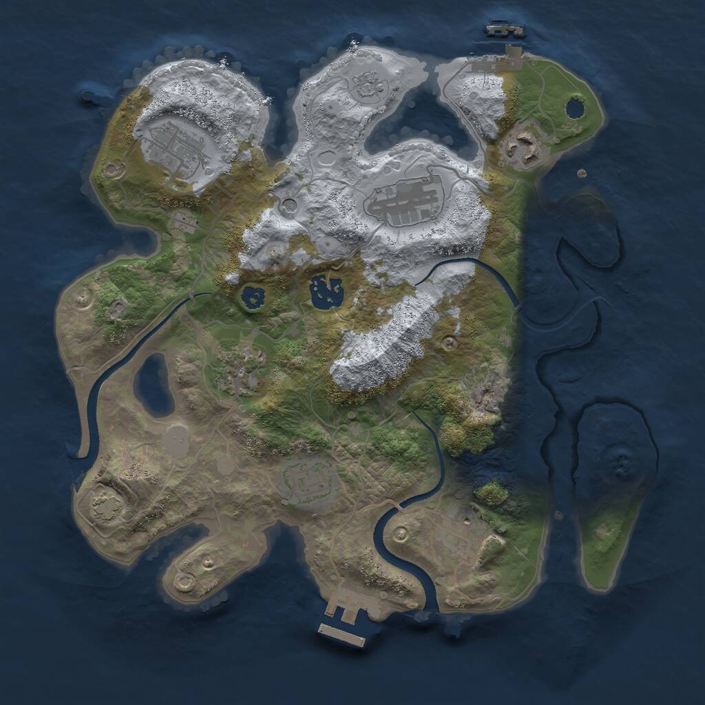 Rust Map: Procedural Map, Size: 3000, Seed: 1452630985, 13 Monuments