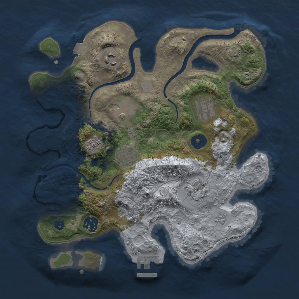 Rust Map: Procedural Map, Size: 3000, Seed: 775638805, 12 Monuments