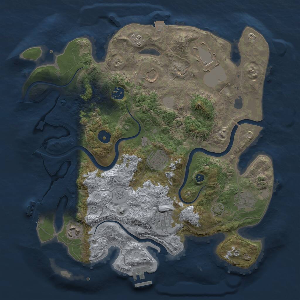 Rust Map: Procedural Map, Size: 3500, Seed: 24578468, 14 Monuments