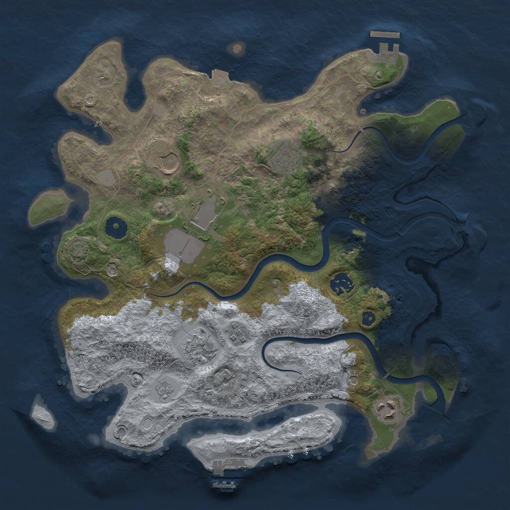 Rust Map: Procedural Map, Size: 3500, Seed: 723225354, 13 Monuments