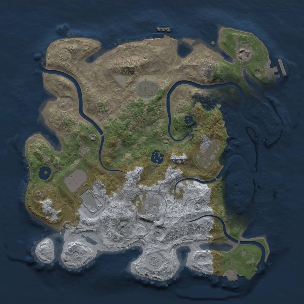 Rust Map: Procedural Map, Size: 3500, Seed: 817696570, 13 Monuments