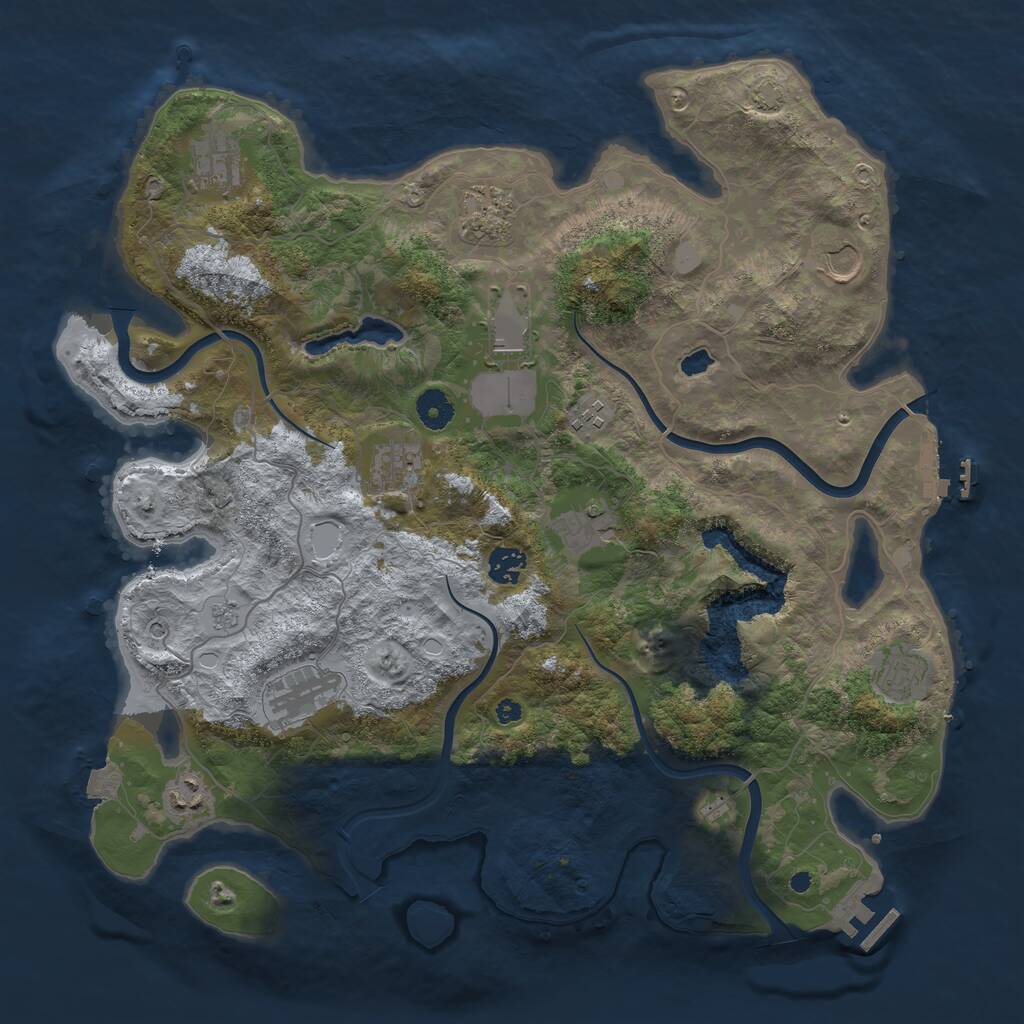 Rust Map: Procedural Map, Size: 4050, Seed: 976119100, 17 Monuments