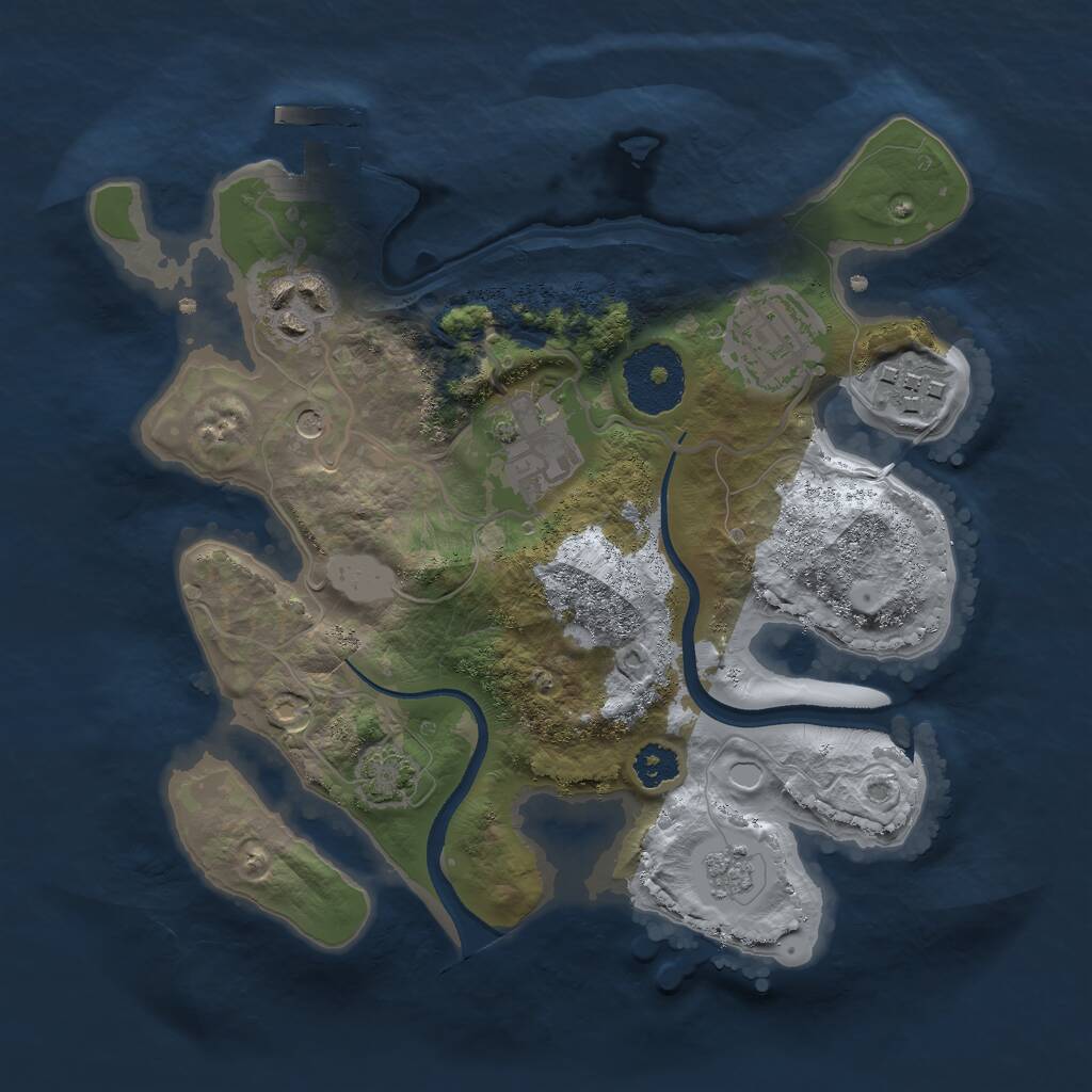 Rust Map: Procedural Map, Size: 2500, Seed: 45753, 9 Monuments