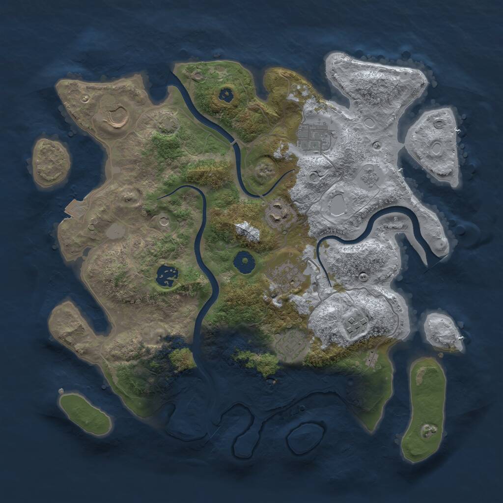 Rust Map: Procedural Map, Size: 3500, Seed: 23063563, 11 Monuments