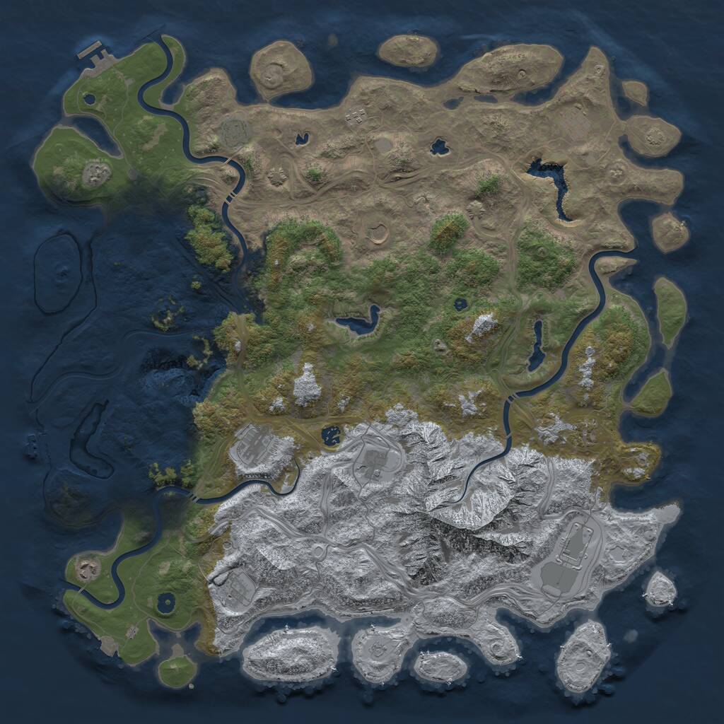 Rust Map: Procedural Map, Size: 5500, Seed: 301405958, 17 Monuments