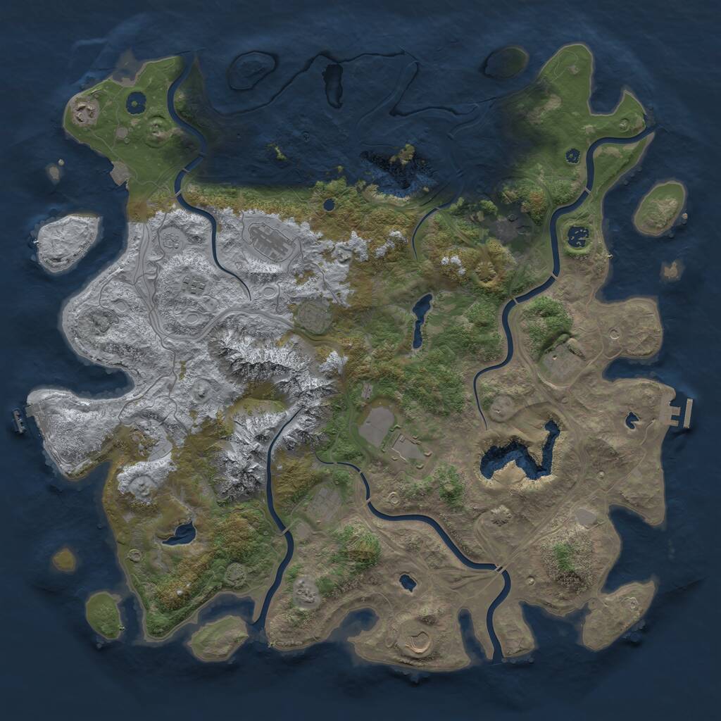 Rust Map: Procedural Map, Size: 5000, Seed: 59500009, 17 Monuments
