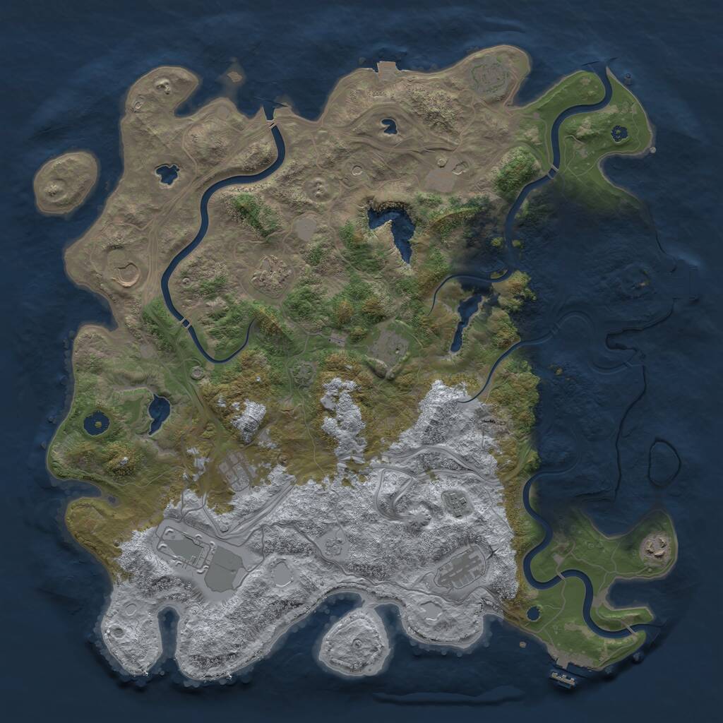 Rust Map: Procedural Map, Size: 4500, Seed: 406995778, 16 Monuments