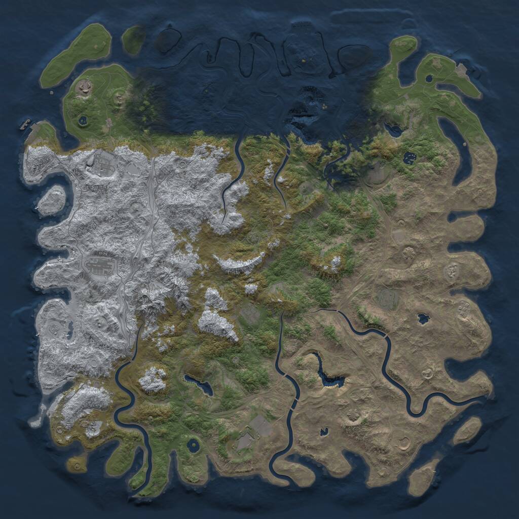 Rust Map: Procedural Map, Size: 6000, Seed: 45198, 17 Monuments