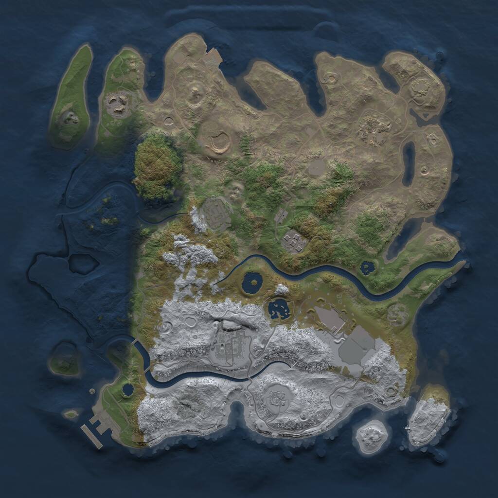 Rust Map: Procedural Map, Size: 3500, Seed: 395731586, 13 Monuments