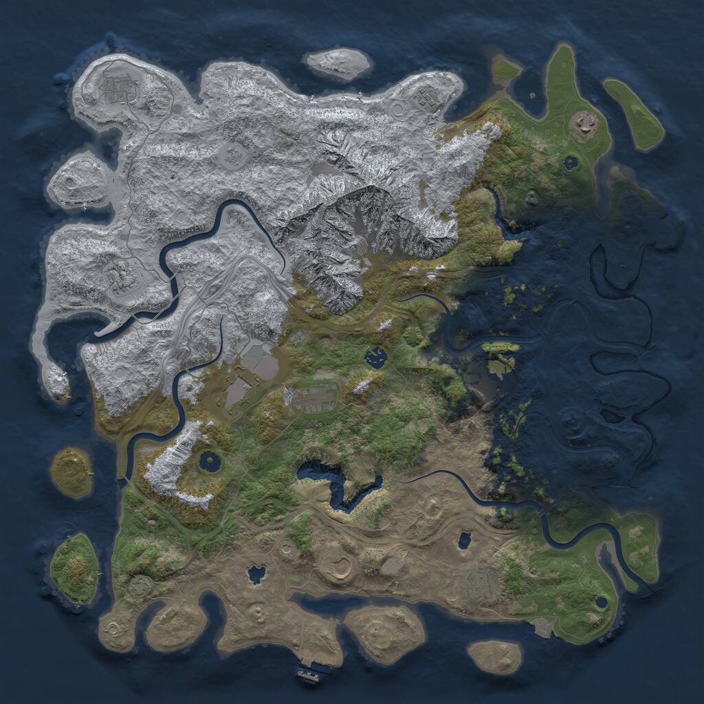 Rust Map: Procedural Map, Size: 5000, Seed: 765542320, 16 Monuments