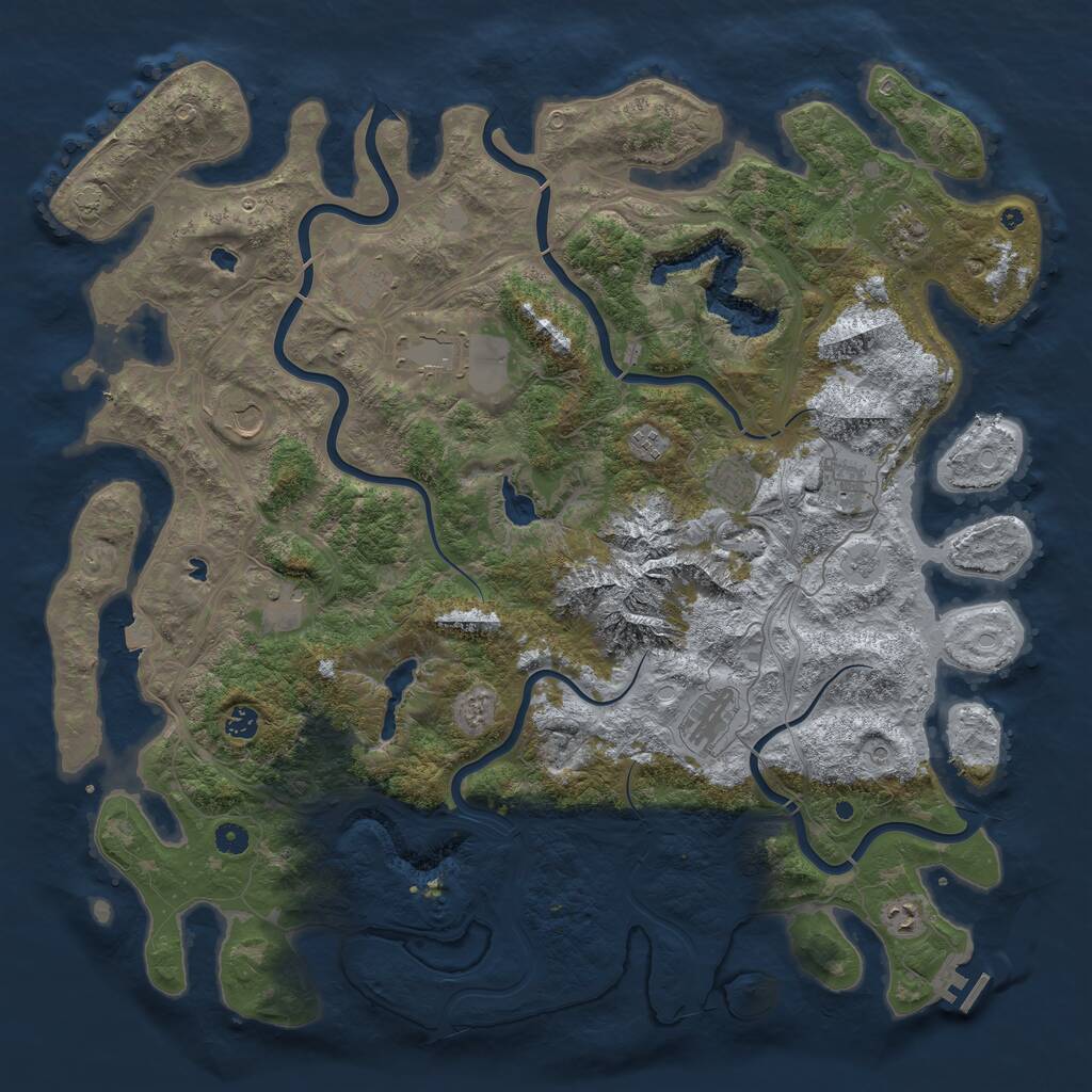 Rust Map: Procedural Map, Size: 5000, Seed: 737477638, 16 Monuments