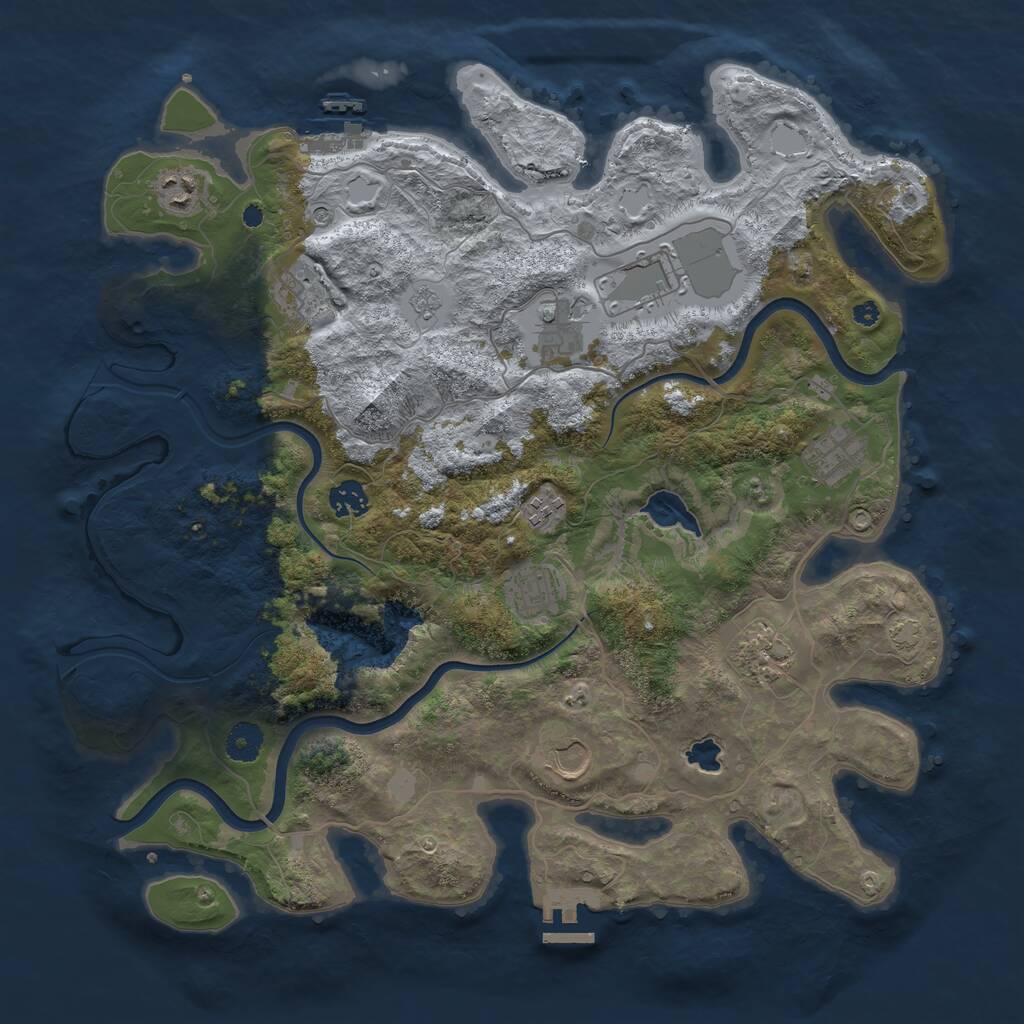 Rust Map: Procedural Map, Size: 4000, Seed: 3281996, 16 Monuments