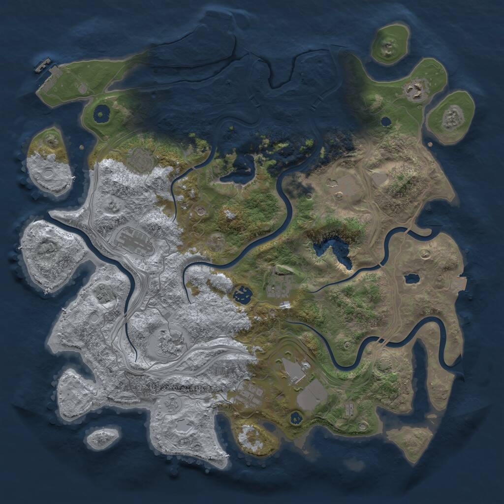 Rust Map: Procedural Map, Size: 4250, Seed: 1191774696, 16 Monuments