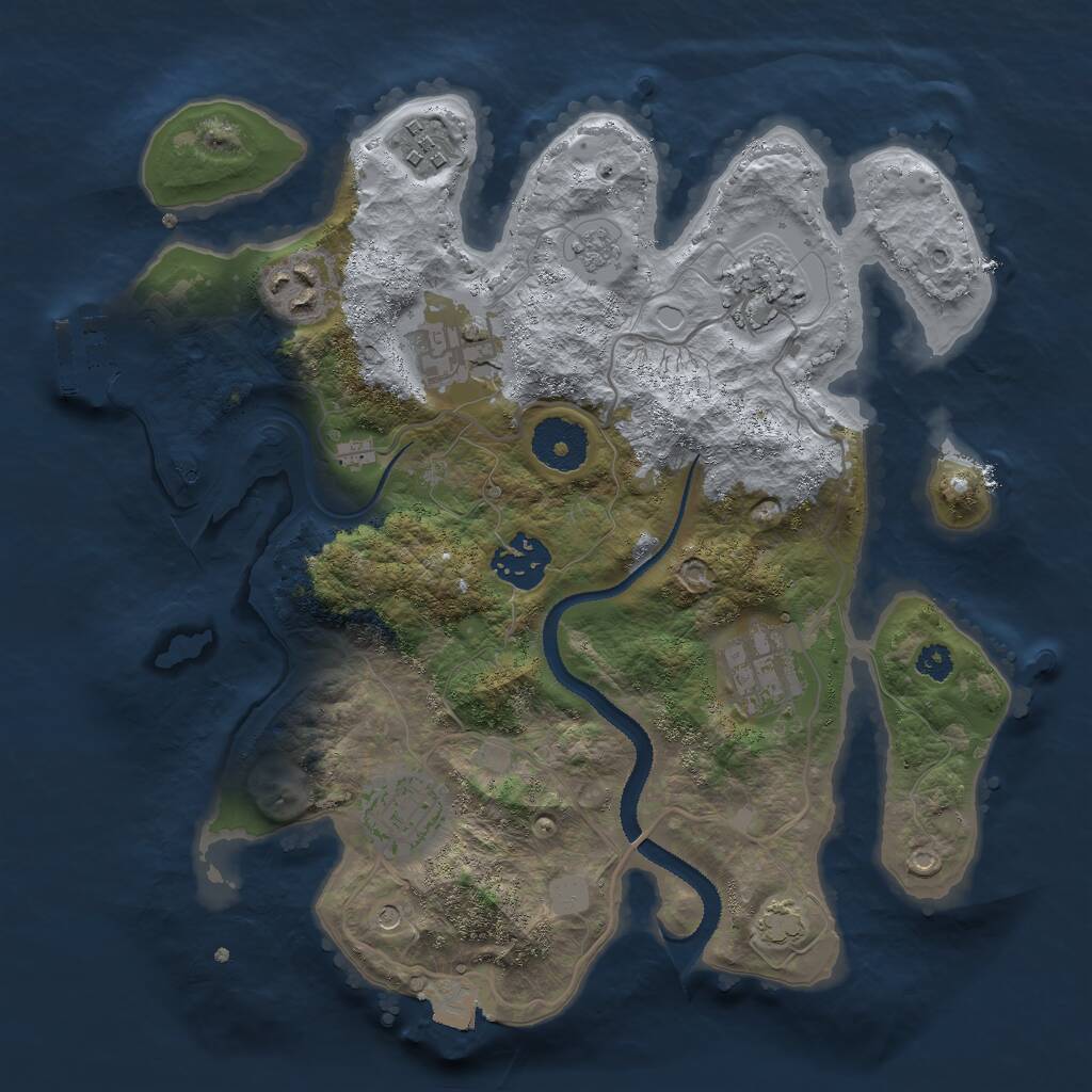 Rust Map: Procedural Map, Size: 3000, Seed: 686569020, 12 Monuments