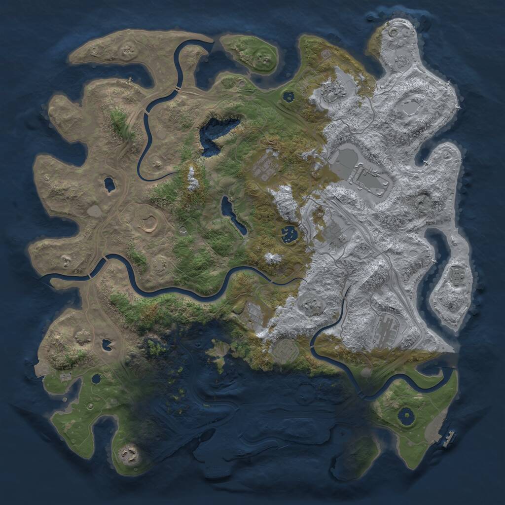 Rust Map: Procedural Map, Size: 4500, Seed: 1031910199, 17 Monuments