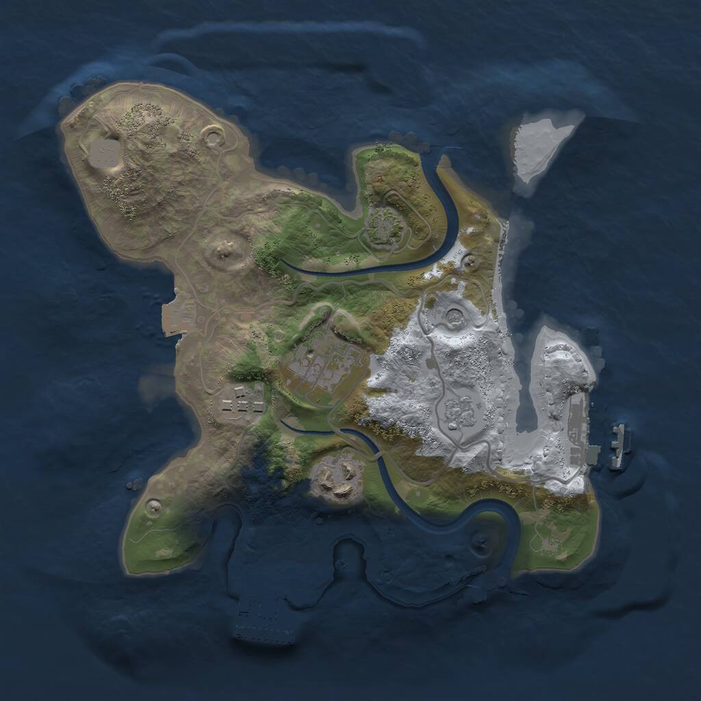 Rust Map: Procedural Map, Size: 2500, Seed: 1408719698, 9 Monuments