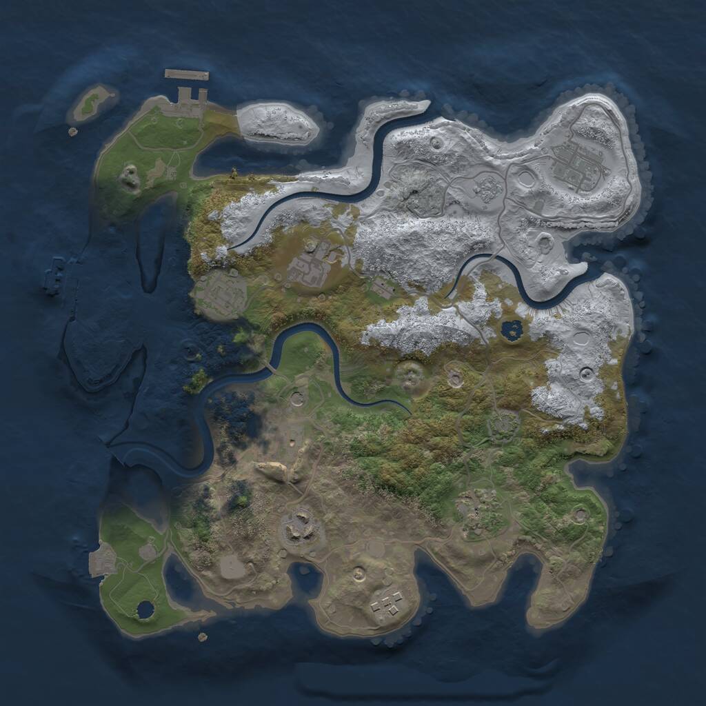 Rust Map: Procedural Map, Size: 3250, Seed: 2034913600, 13 Monuments