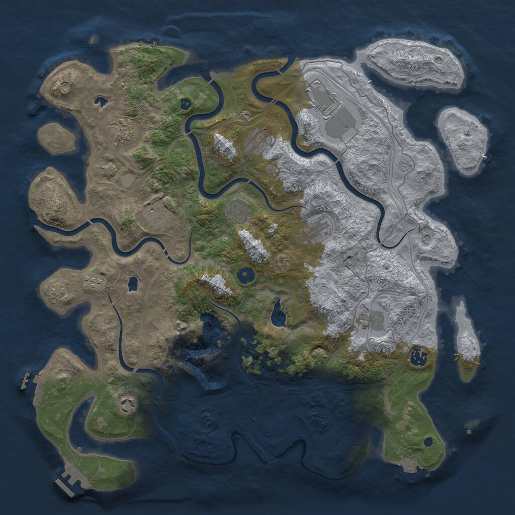 Rust Map: Procedural Map, Size: 4500, Seed: 69274167, 16 Monuments