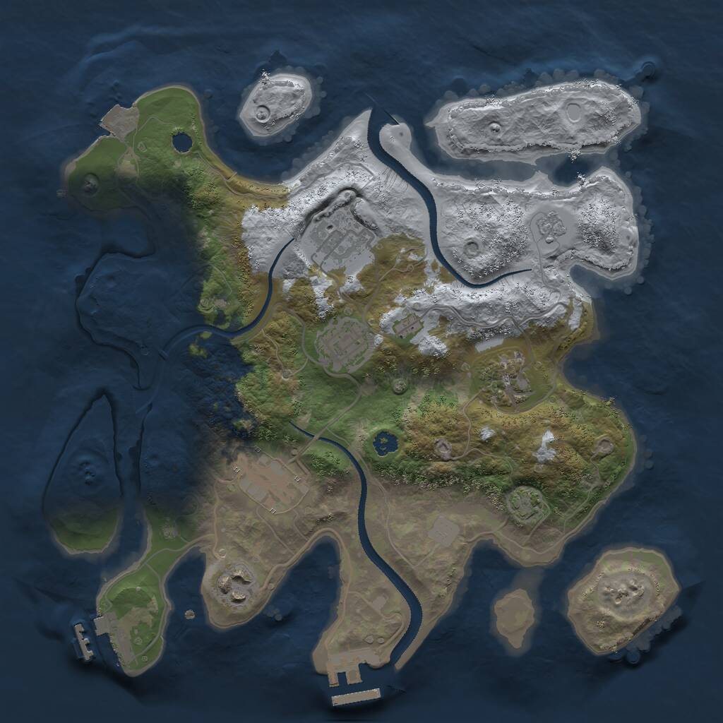 Rust Map: Procedural Map, Size: 3000, Seed: 244590, 10 Monuments