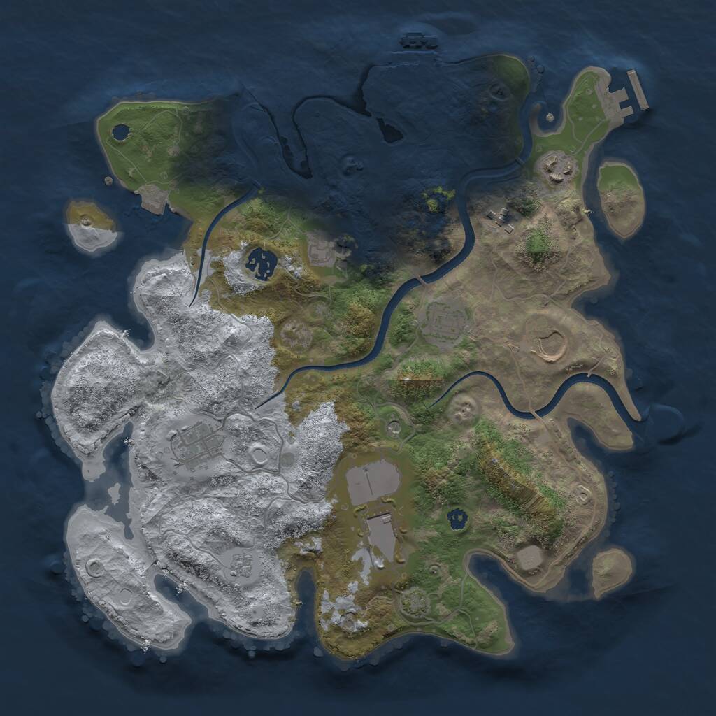 Rust Map: Procedural Map, Size: 3500, Seed: 62037153, 14 Monuments