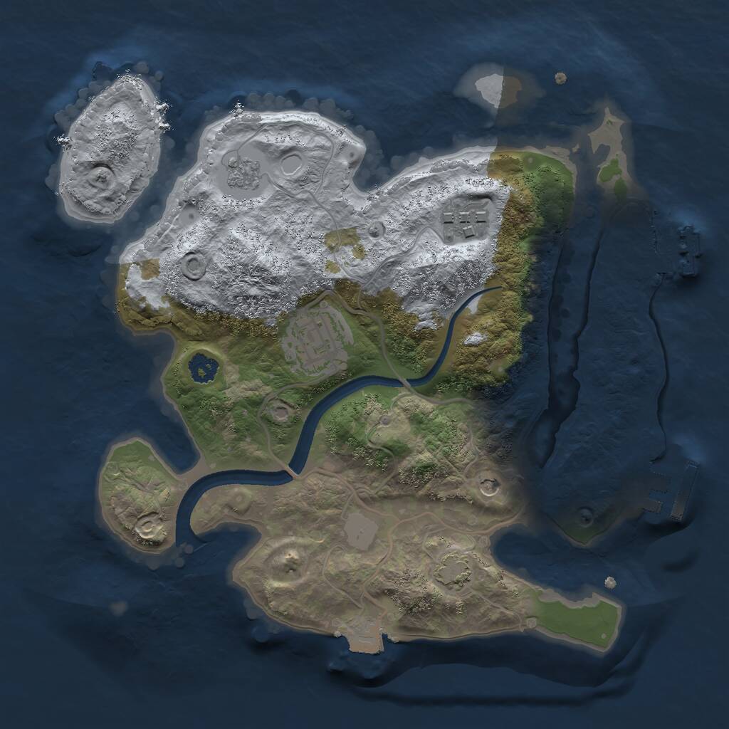 Rust Map: Procedural Map, Size: 2500, Seed: 1834213941, 8 Monuments