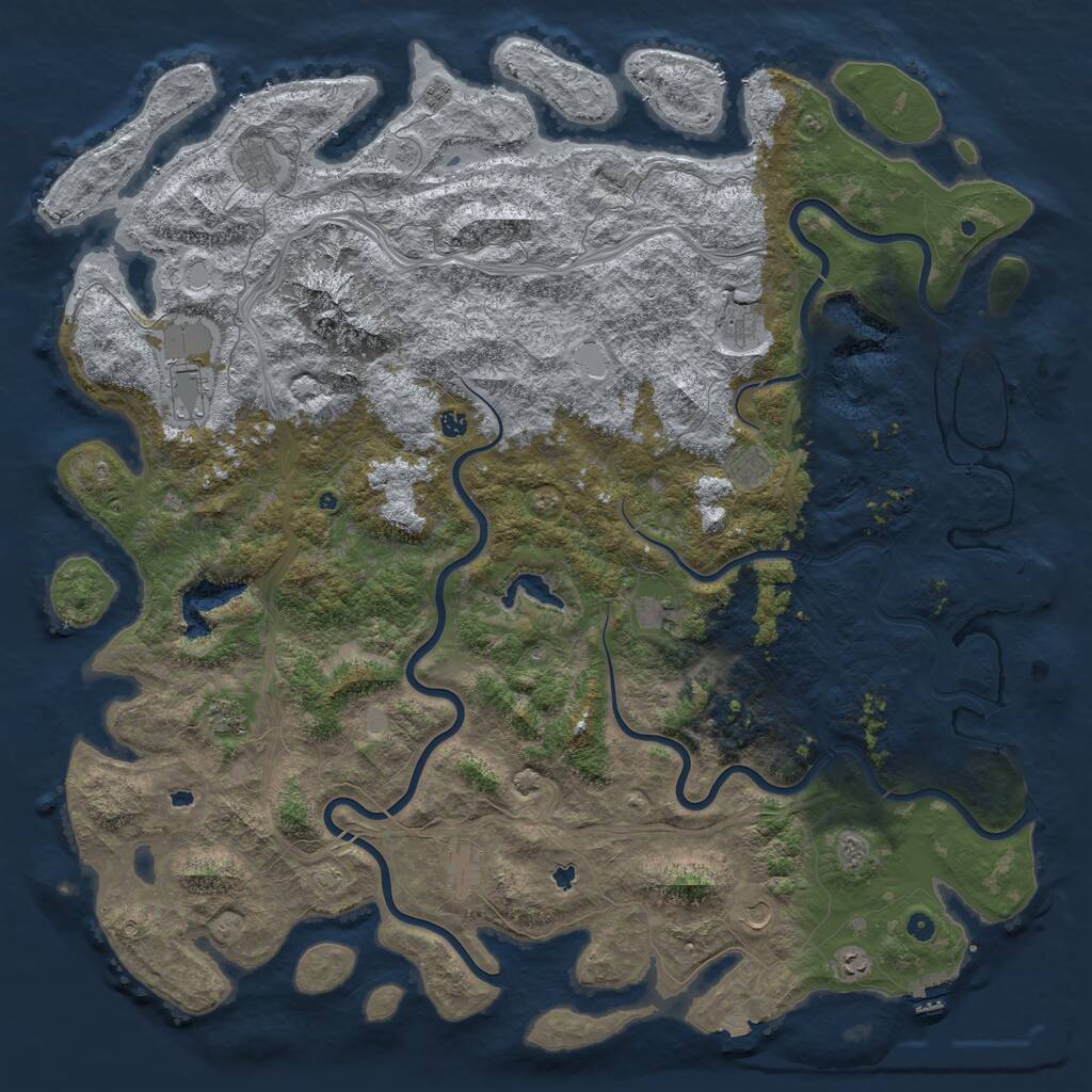 Rust Map: Procedural Map, Size: 6000, Seed: 1672752773, 17 Monuments