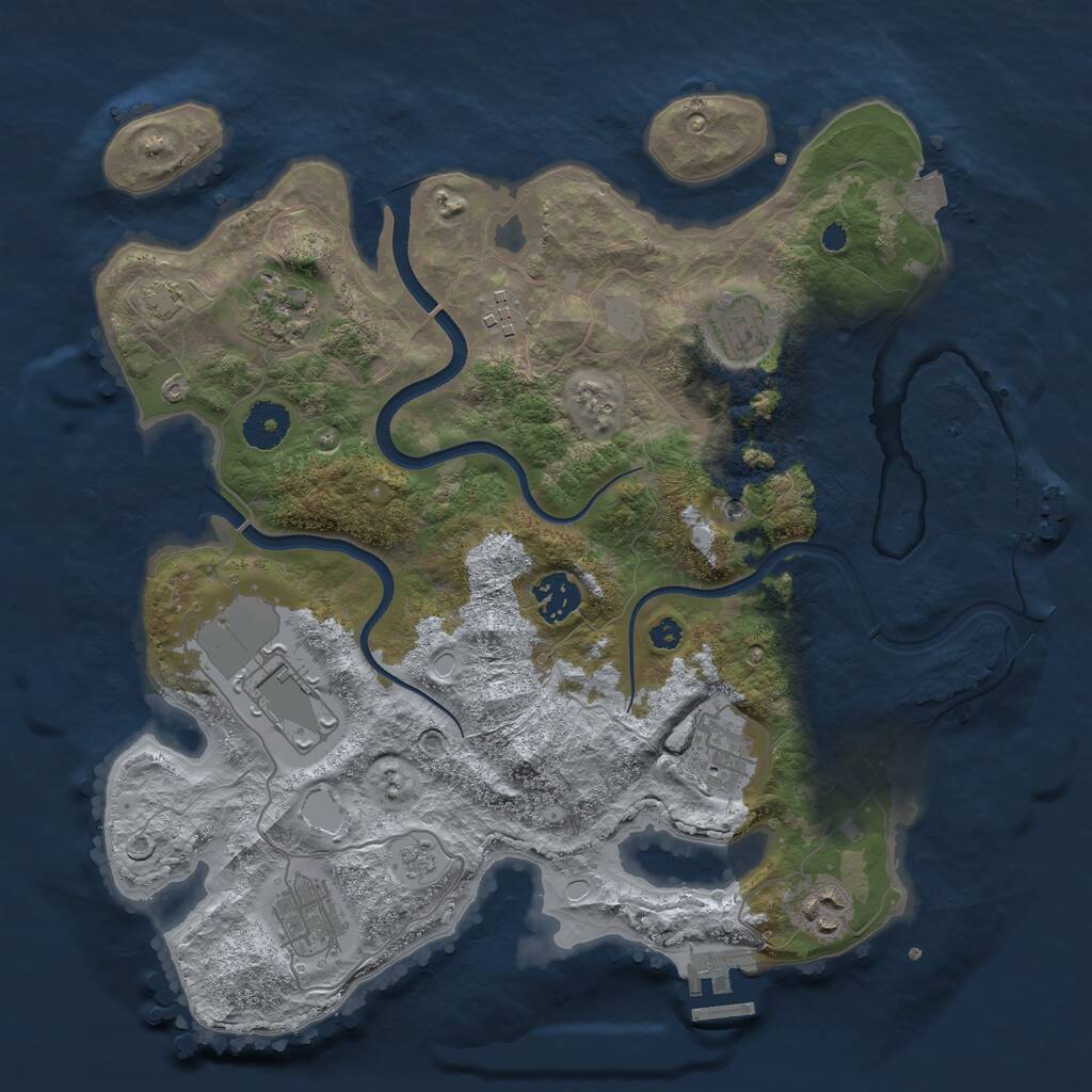 Rust Map: Procedural Map, Size: 3500, Seed: 541439177, 14 Monuments