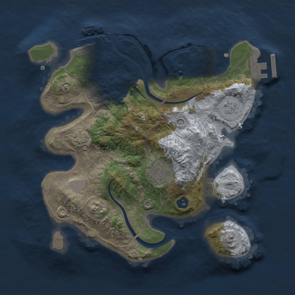 Rust Map: Procedural Map, Size: 2500, Seed: 2029730330, 7 Monuments