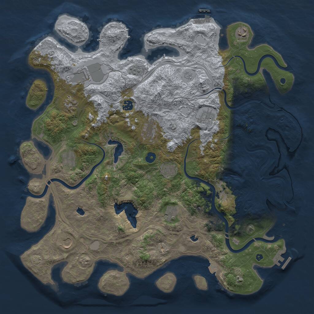 Rust Map: Procedural Map, Size: 4500, Seed: 1086342942, 17 Monuments