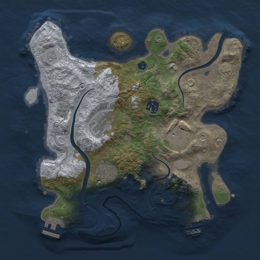 Rust Map: Procedural Map, Size: 3000, Seed: 1062164476, 11 Monuments
