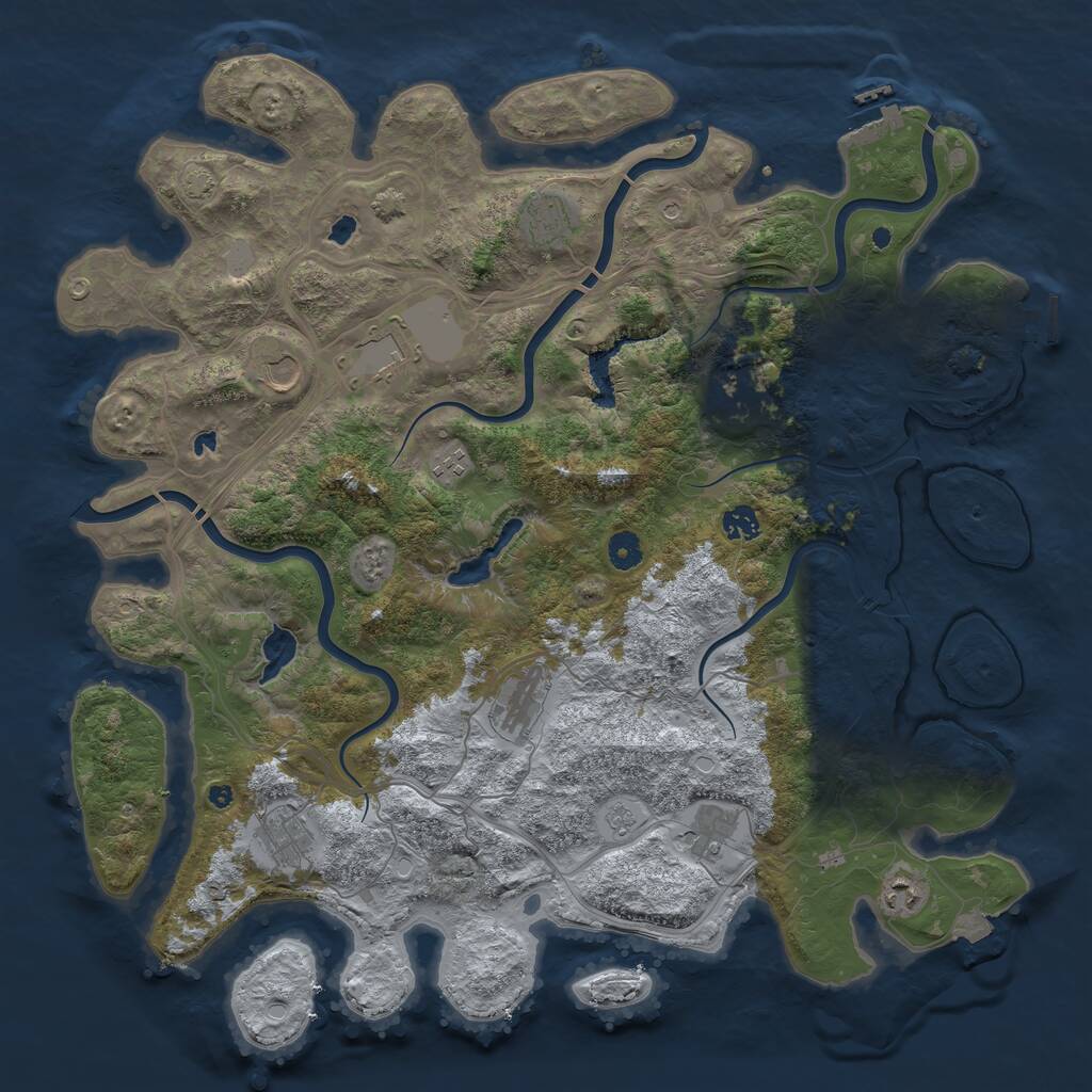 Rust Map: Procedural Map, Size: 4500, Seed: 480597, 16 Monuments