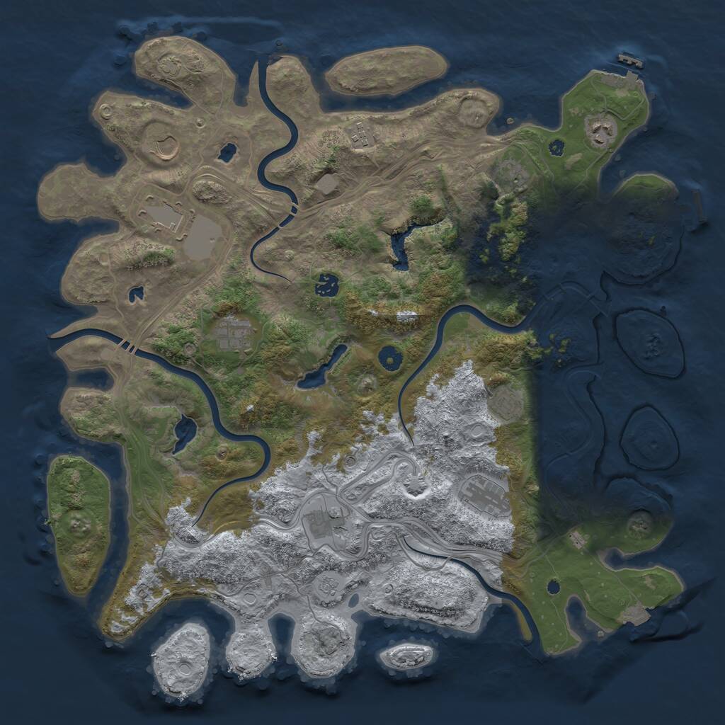 Rust Map: Procedural Map, Size: 4500, Seed: 480597, 16 Monuments