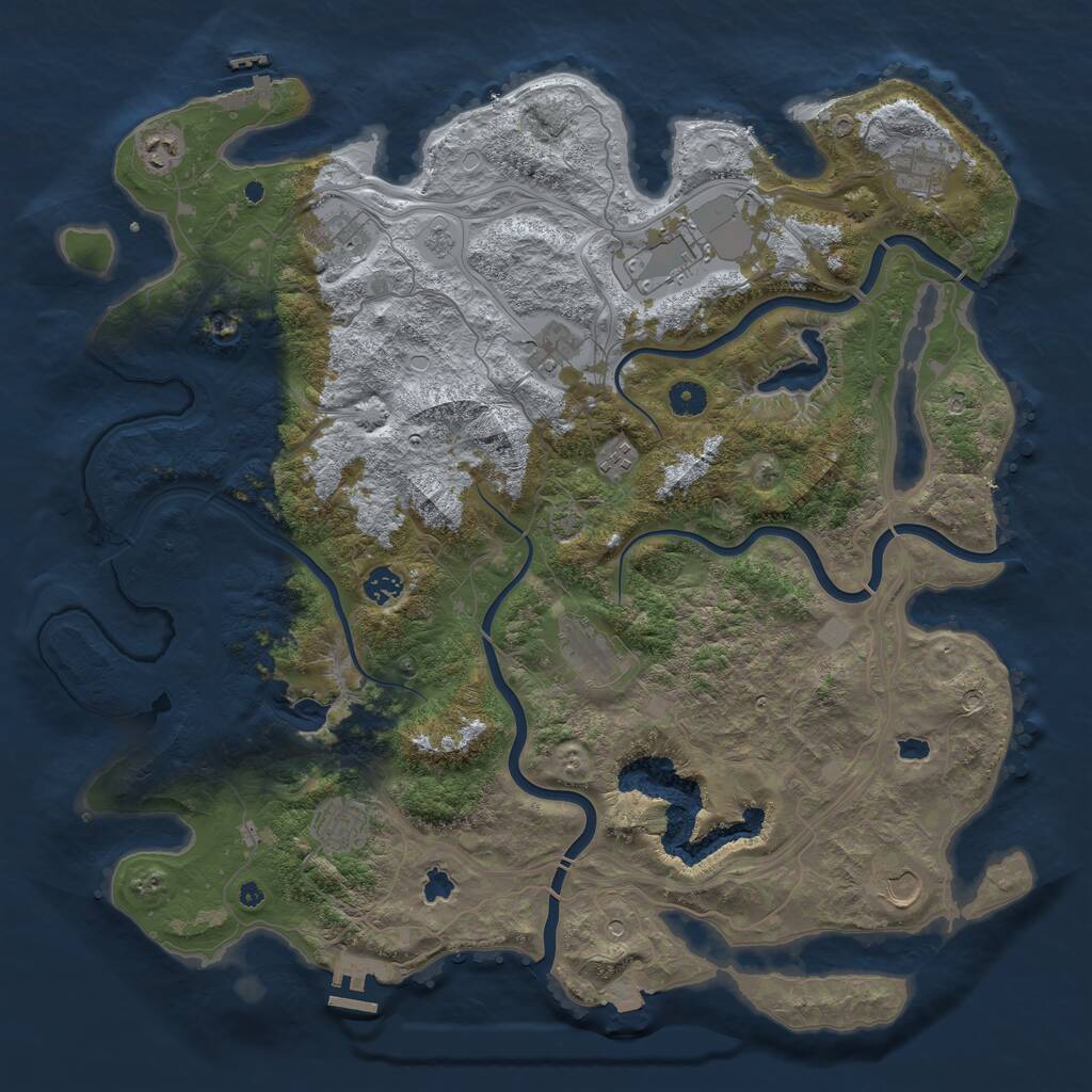 Rust Map: Procedural Map, Size: 4500, Seed: 857016990, 16 Monuments