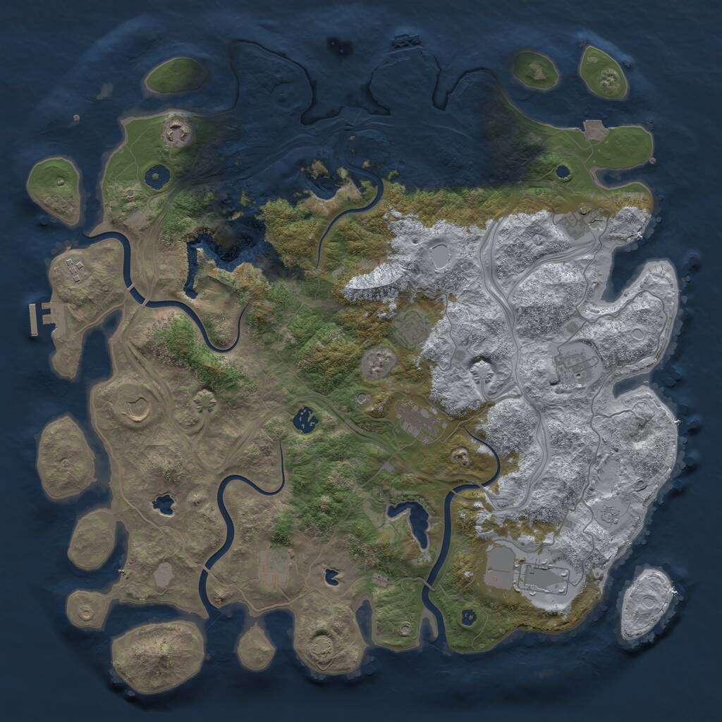 Rust Map: Procedural Map, Size: 4500, Seed: 1161327946, 16 Monuments