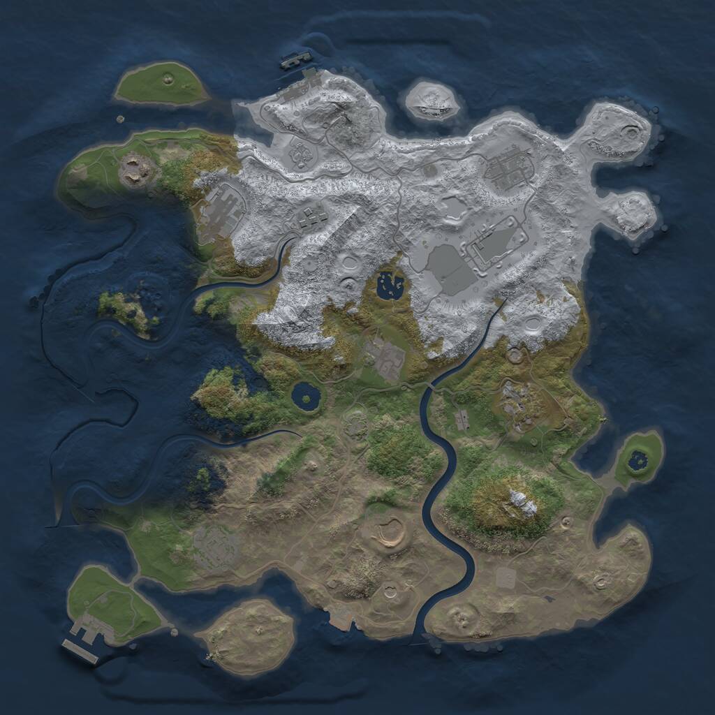 Rust Map: Procedural Map, Size: 3750, Seed: 578428957, 16 Monuments