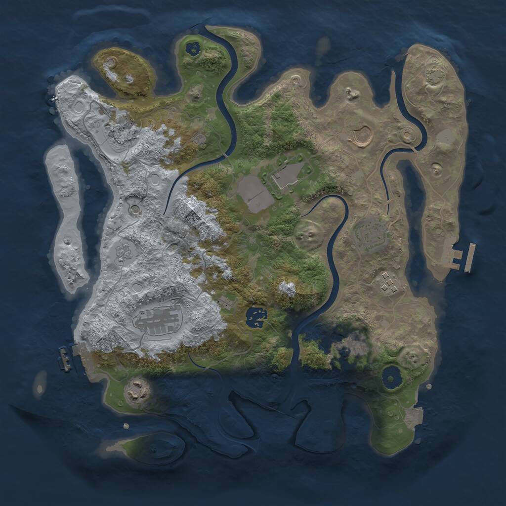 Rust Map: Procedural Map, Size: 3500, Seed: 1839849139, 15 Monuments