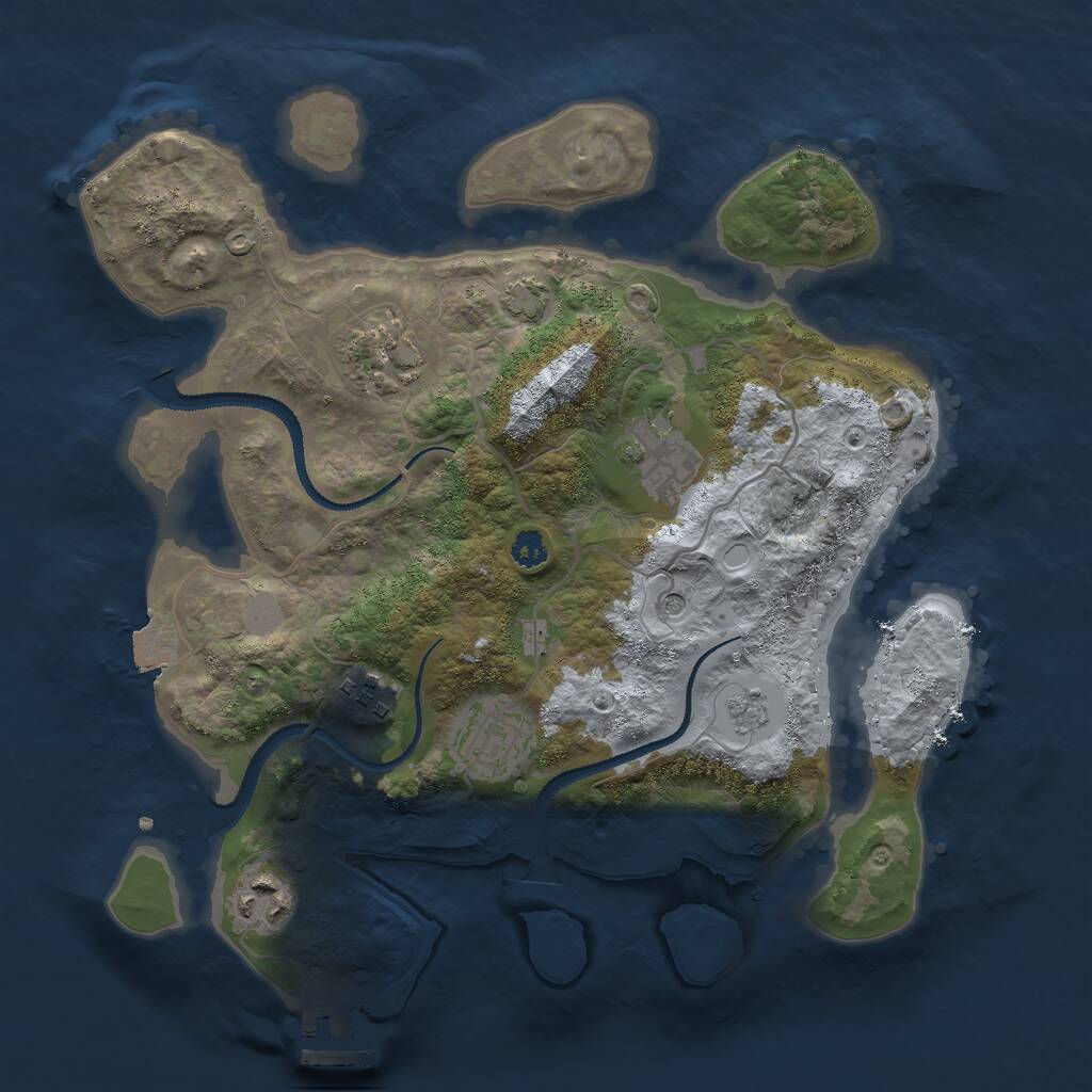Rust Map: Procedural Map, Size: 3000, Seed: 1458197426, 10 Monuments