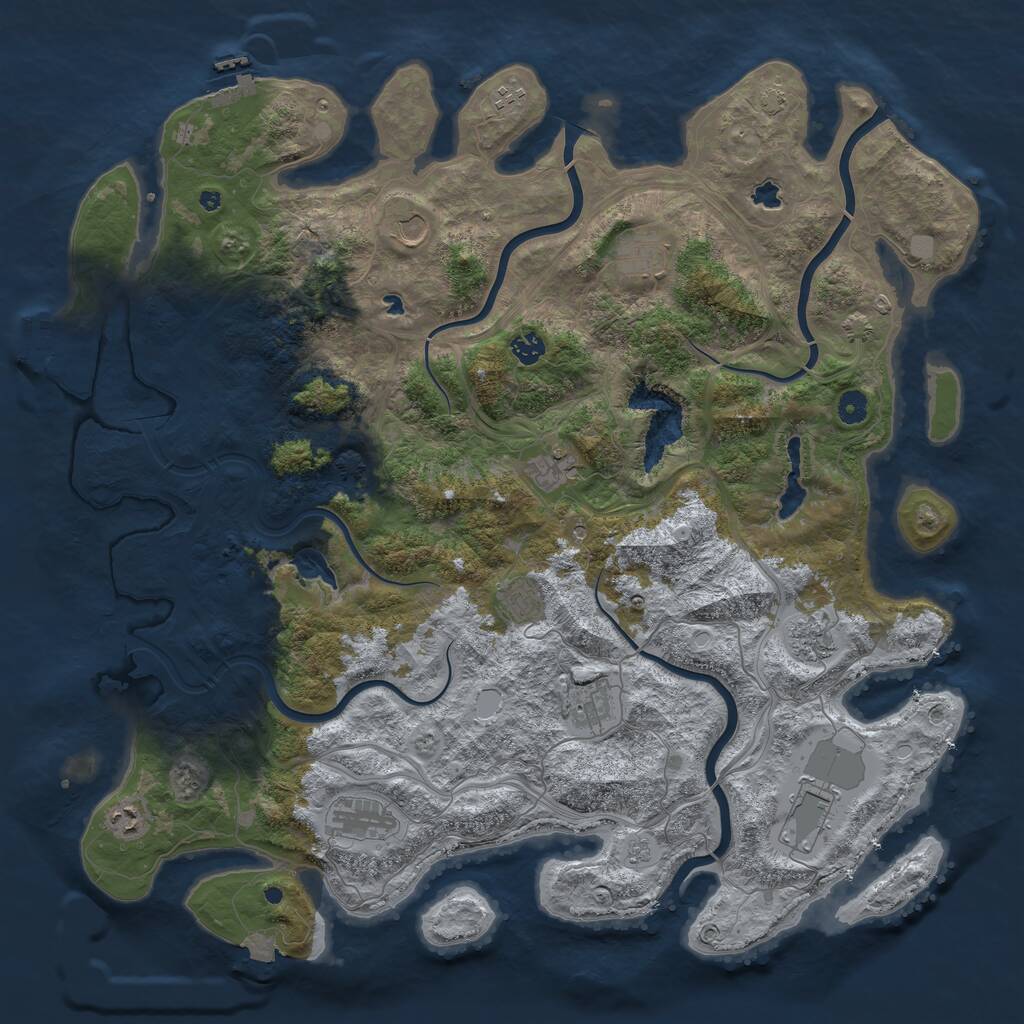 Rust Map: Procedural Map, Size: 4800, Seed: 1898037133, 17 Monuments