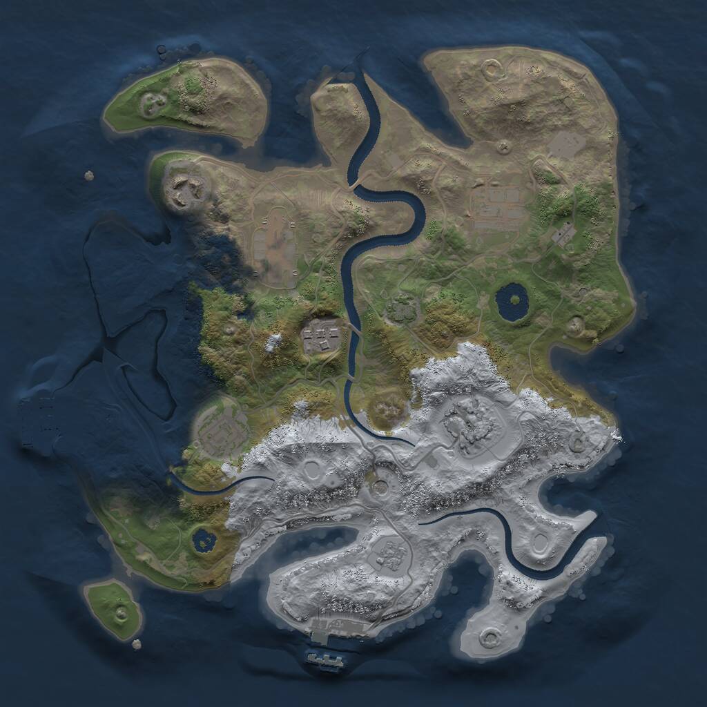 Rust Map: Procedural Map, Size: 3000, Seed: 592209566, 12 Monuments