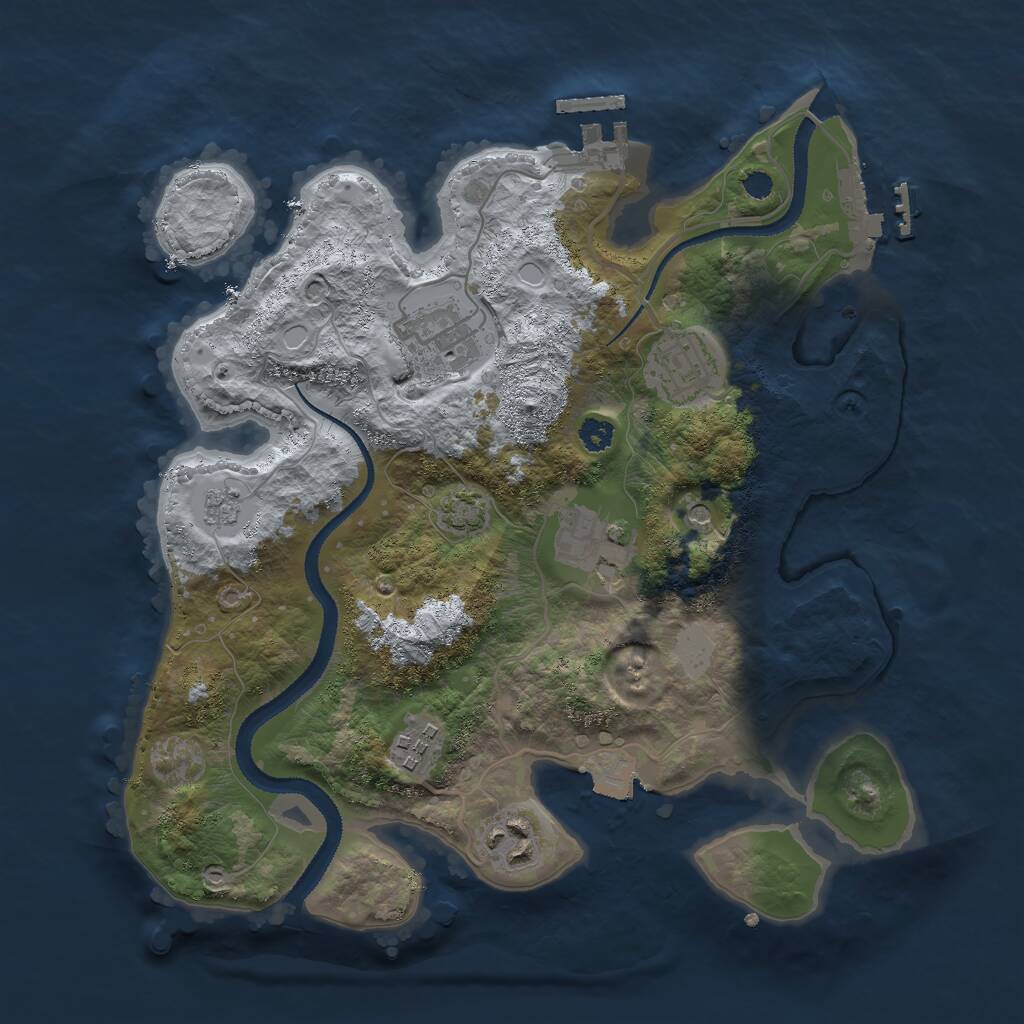 Rust Map: Procedural Map, Size: 3000, Seed: 440893836, 11 Monuments