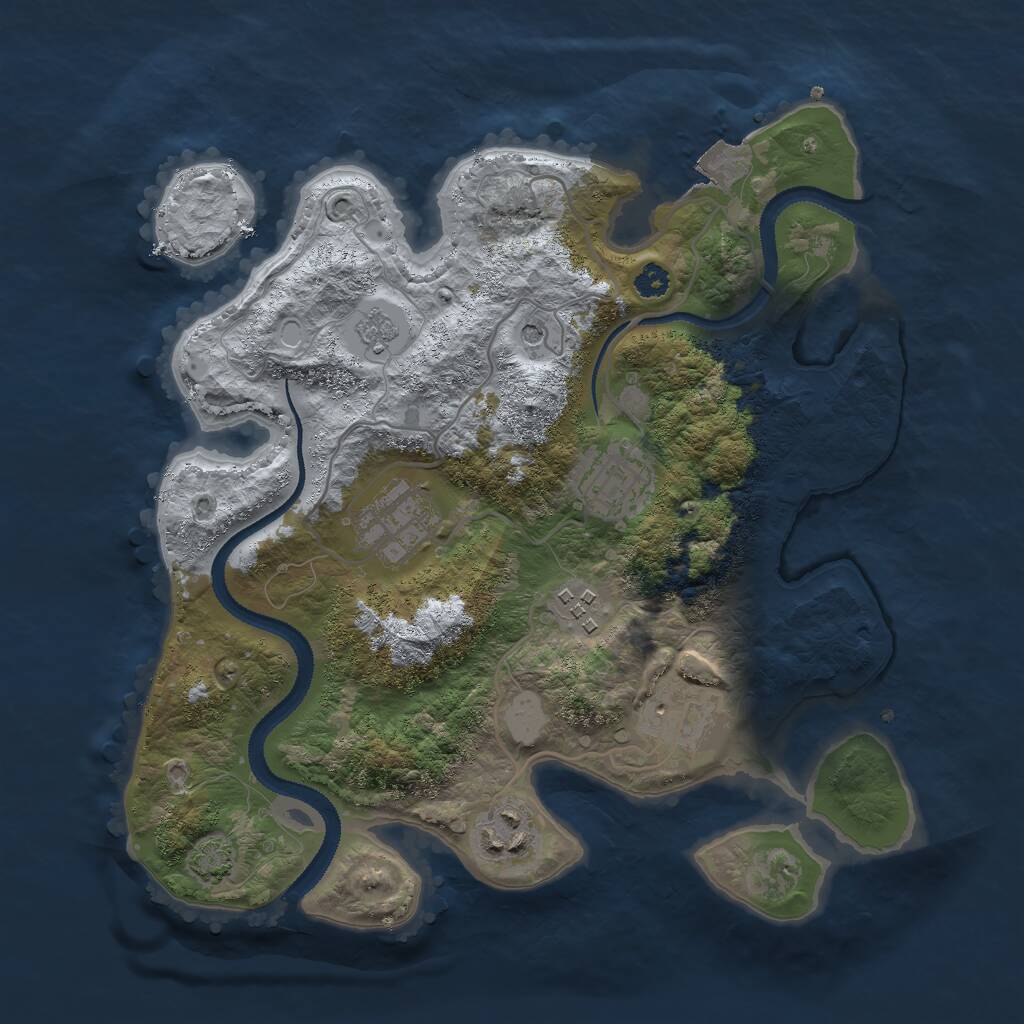 Rust Map: Procedural Map, Size: 3000, Seed: 440893836, 9 Monuments