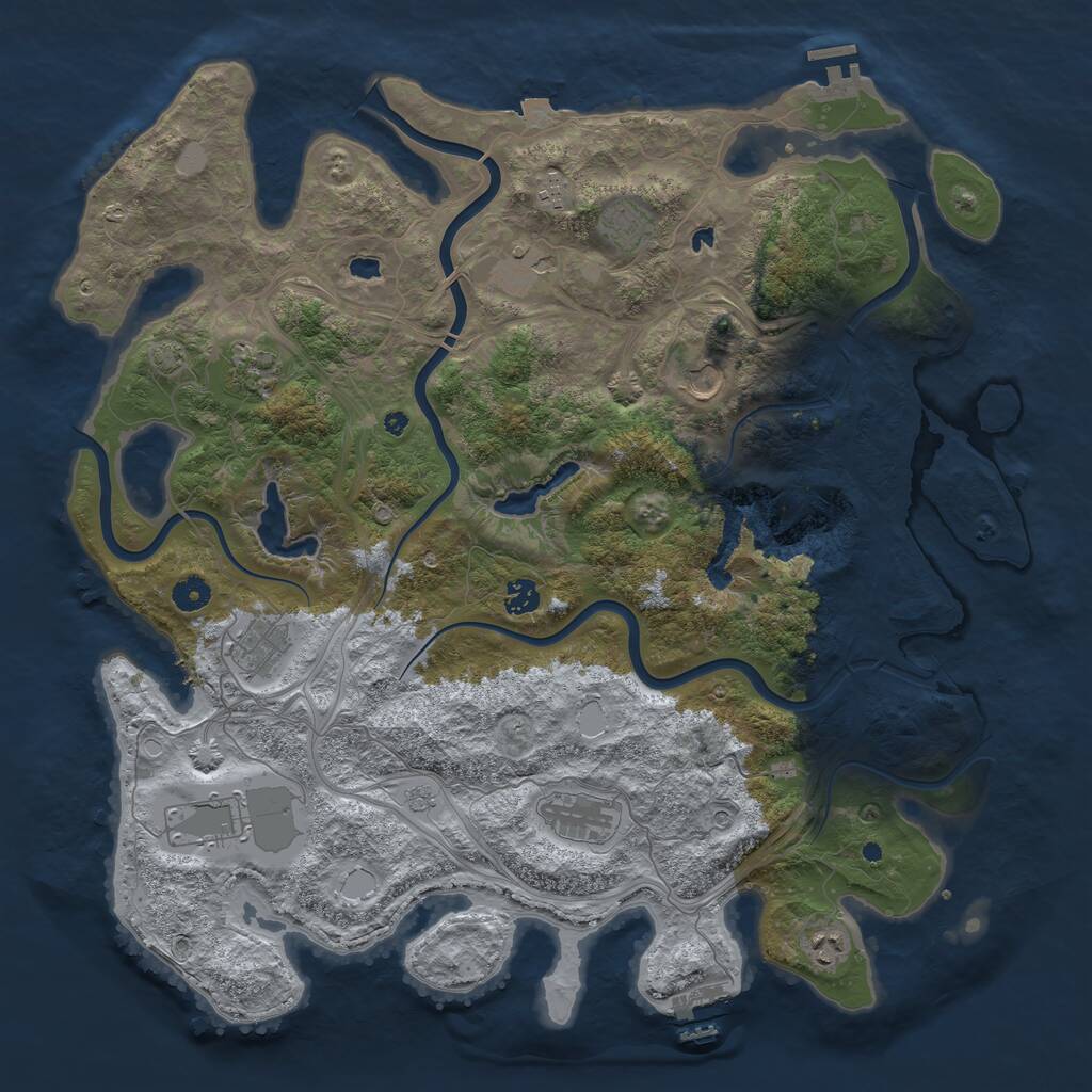 Rust Map: Procedural Map, Size: 4500, Seed: 1256549803, 16 Monuments