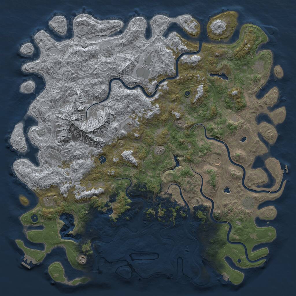 Rust Map: Procedural Map, Size: 6000, Seed: 341378043, 17 Monuments