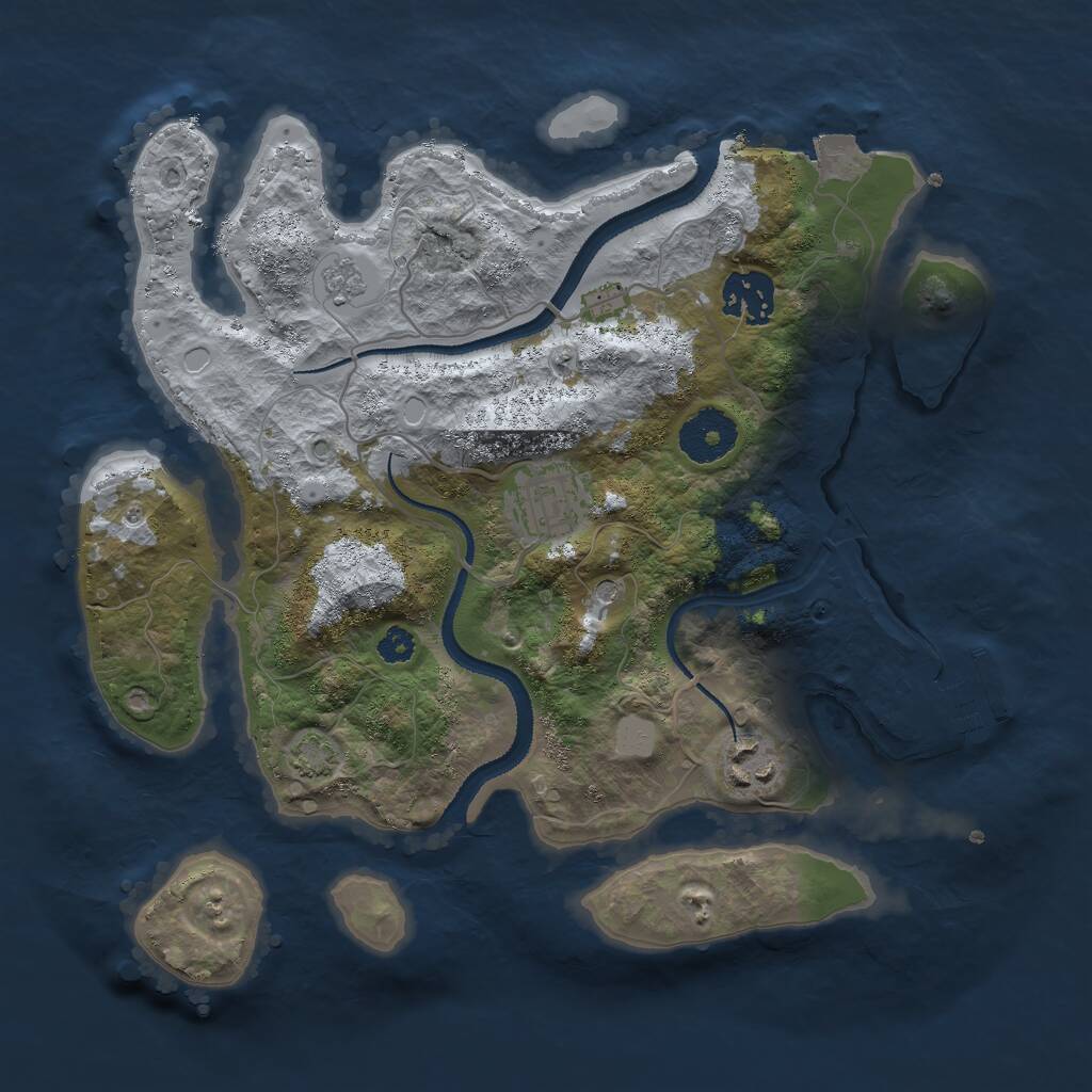 Rust Map: Procedural Map, Size: 3000, Seed: 23894, 8 Monuments