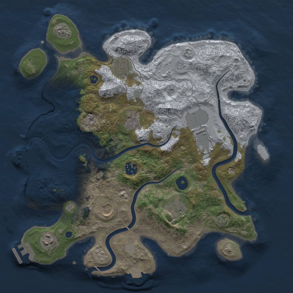 Rust Map: Procedural Map, Size: 3500, Seed: 658474, 14 Monuments